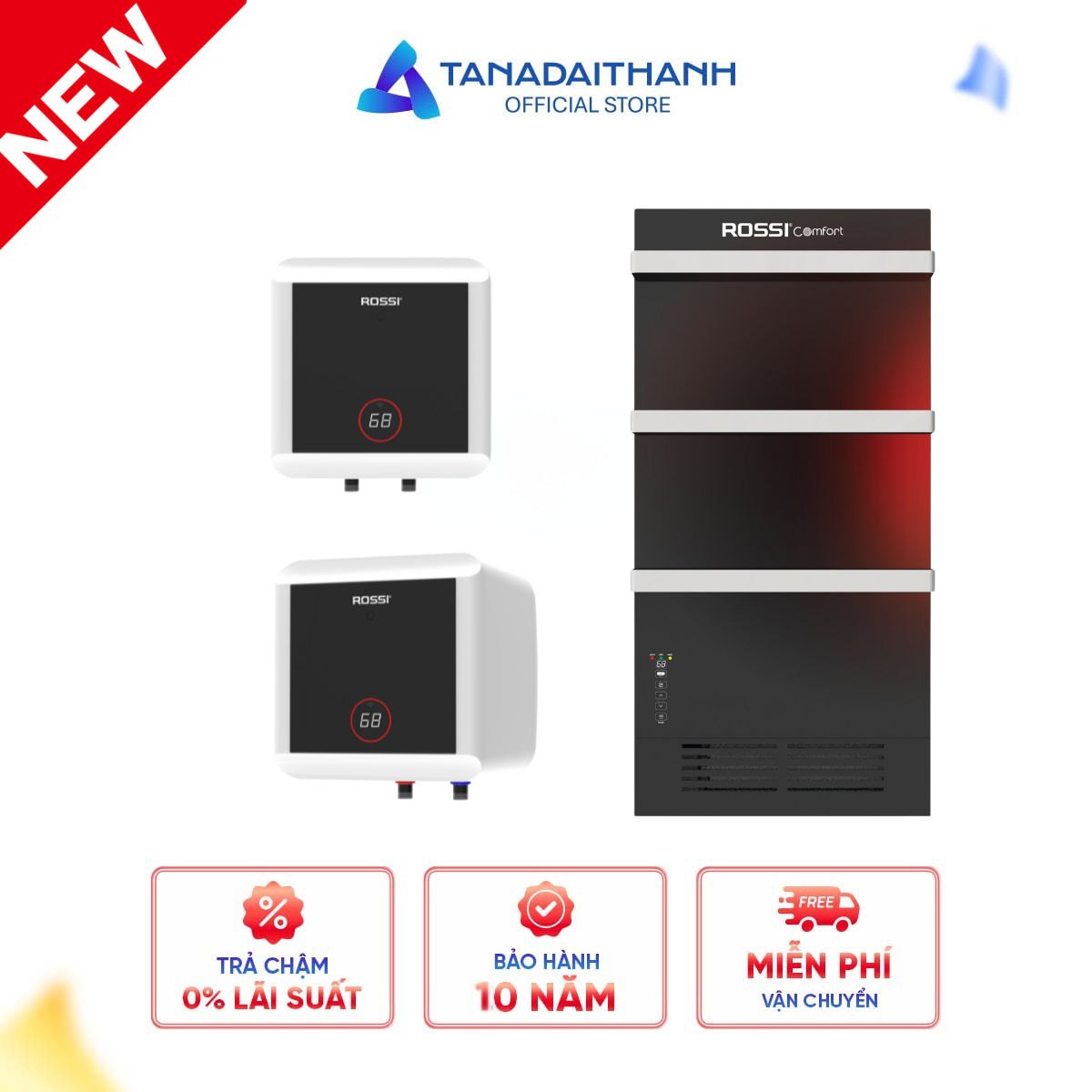 Máy sấy khăn tắm Rossi Comfort + Bình nước nóng Rossi Touch 15SQ